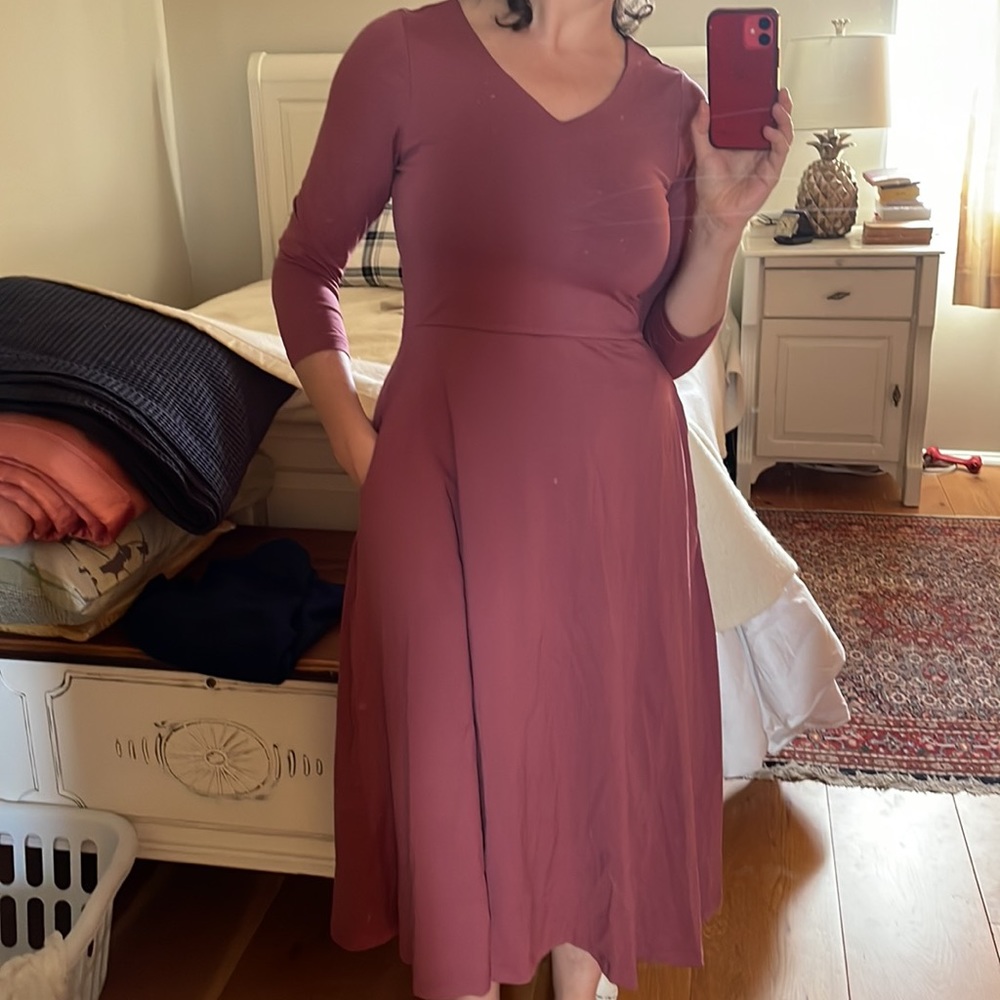 Brand new never warn burgundy organic cotton dress size M